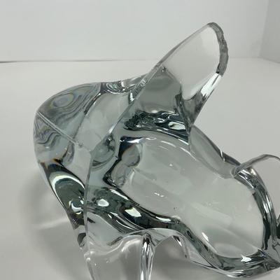 -166- VIKING | Clear Glass Crystal Seal Balancing Ball Figure
