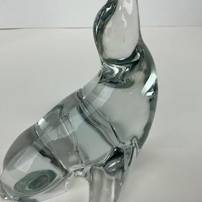 -166- VIKING | Clear Glass Crystal Seal Balancing Ball Figure