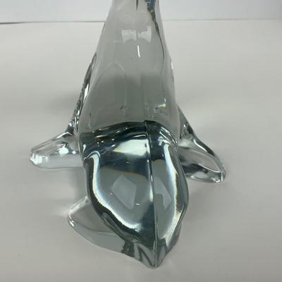 -166- VIKING | Clear Glass Crystal Seal Balancing Ball Figure