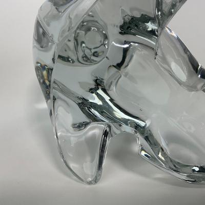 -166- VIKING | Clear Glass Crystal Seal Balancing Ball Figure
