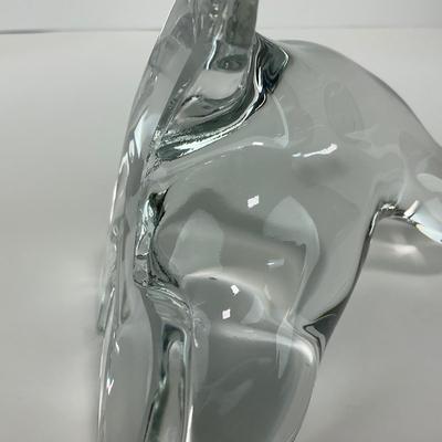 -166- VIKING | Clear Glass Crystal Seal Balancing Ball Figure