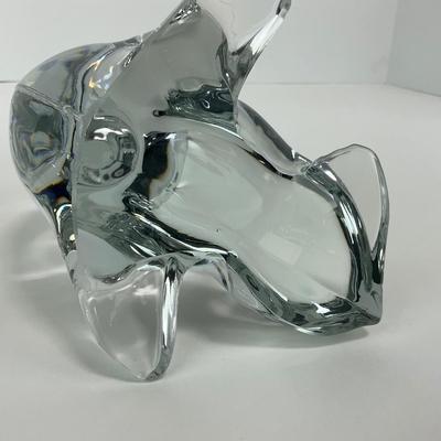 -166- VIKING | Clear Glass Crystal Seal Balancing Ball Figure
