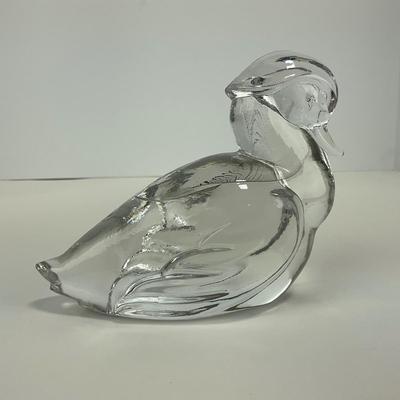 -167- HEISEY | By Imperial Clear Glass Wood Duck Figure | Marked