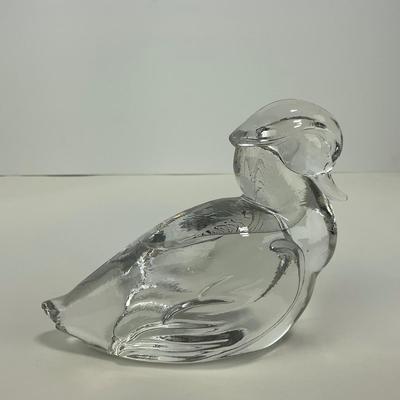 -167- HEISEY | By Imperial Clear Glass Wood Duck Figure | Marked