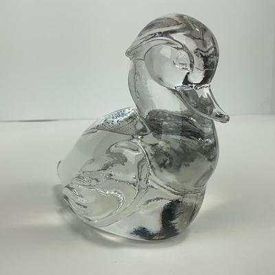 -167- HEISEY | By Imperial Clear Glass Wood Duck Figure | Marked