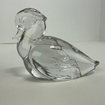 -167- HEISEY | By Imperial Clear Glass Wood Duck Figure | Marked