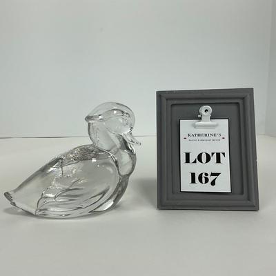 -167- HEISEY | By Imperial Clear Glass Wood Duck Figure | Marked