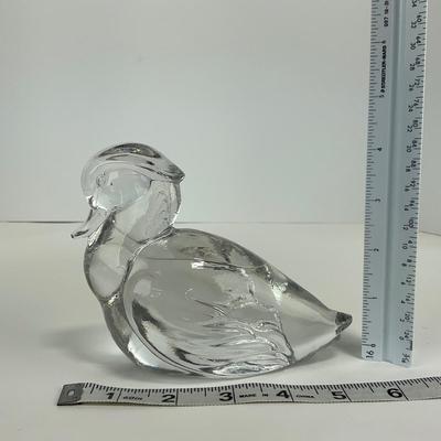 -167- HEISEY | By Imperial Clear Glass Wood Duck Figure | Marked