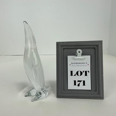 -171- VIKING | Clear Glass Mid Century Penguin Figure | Marked