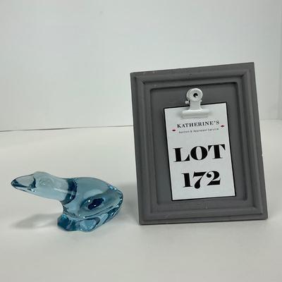 -172- FOSTORIA | Light blue Frog Figure | Marked