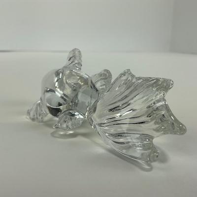 -173- ART GLASS | Clear Glass Gold Fish Figure