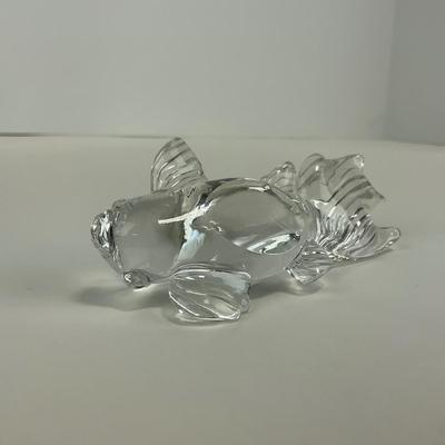 -173- ART GLASS | Clear Glass Gold Fish Figure