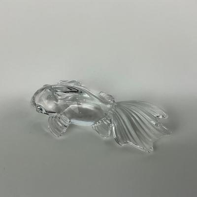 -173- ART GLASS | Clear Glass Gold Fish Figure