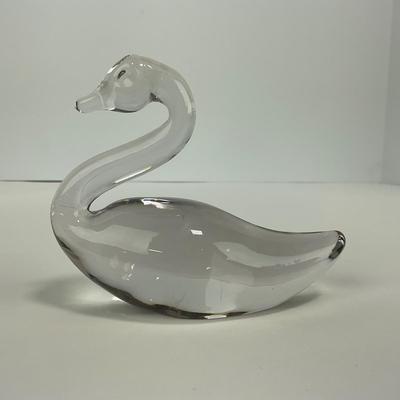 -174- ART GLASS | Clear Glass Swan Figure