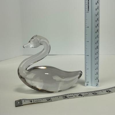 -174- ART GLASS | Clear Glass Swan Figure