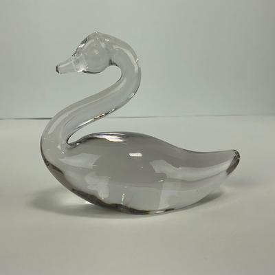 -174- ART GLASS | Clear Glass Swan Figure