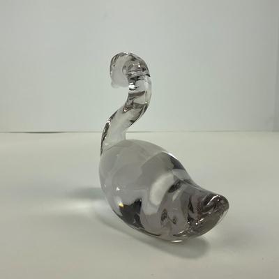 -174- ART GLASS | Clear Glass Swan Figure