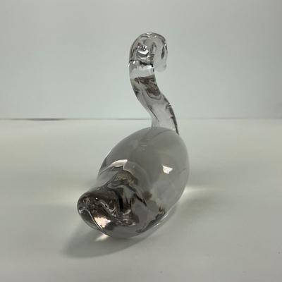 -174- ART GLASS | Clear Glass Swan Figure