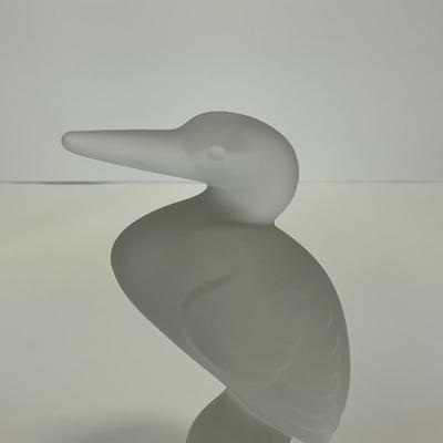 -176- COLLECTIBLE | Frosted Clear Glass Crane Figure