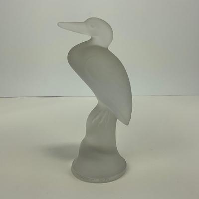-176- COLLECTIBLE | Frosted Clear Glass Crane Figure