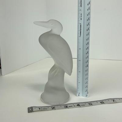 -176- COLLECTIBLE | Frosted Clear Glass Crane Figure