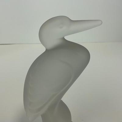-176- COLLECTIBLE | Frosted Clear Glass Crane Figure