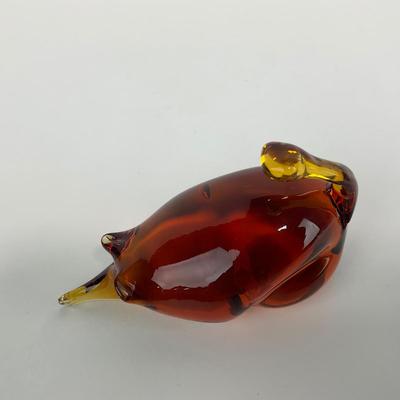 -177- UNMARKED | Amber Mouse Paperweight Figure