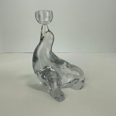 -178- VIKING | Clear Glass Seal Balancing Ball Candle Holder
