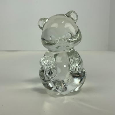 -180- FENTON | Clear Glass Bear Figure | Marked