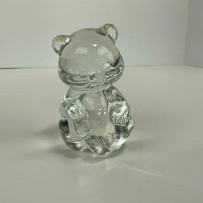 -180- FENTON | Clear Glass Bear Figure | Marked