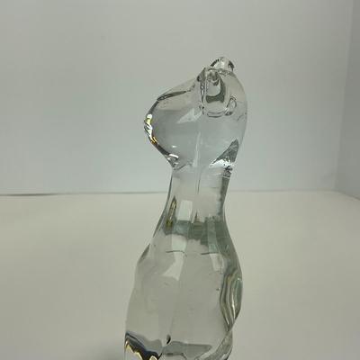 -182- VIKING | By Dalzell Clear Glass Cat | Marked
