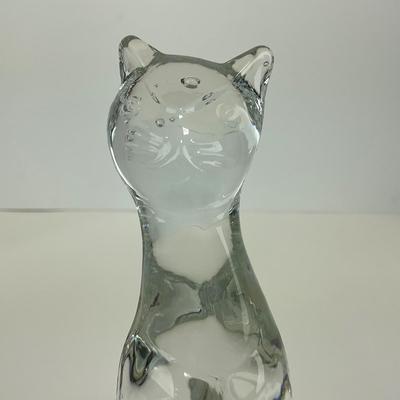 -182- VIKING | By Dalzell Clear Glass Cat | Marked