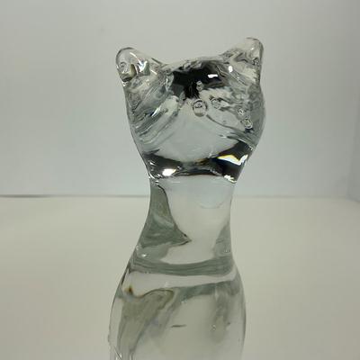 -182- VIKING | By Dalzell Clear Glass Cat | Marked