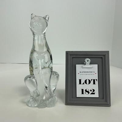 -182- VIKING | By Dalzell Clear Glass Cat | Marked