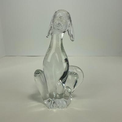 -183- VIKING | By Dalzell Clear Glass Epic Dog Figure | Marked
