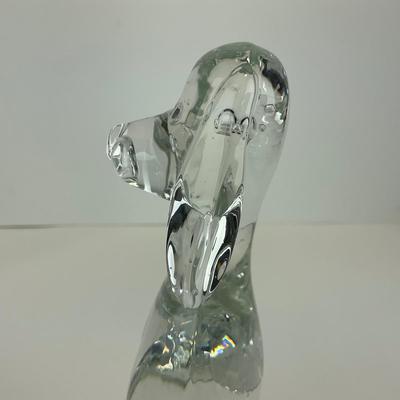 -183- VIKING | By Dalzell Clear Glass Epic Dog Figure | Marked