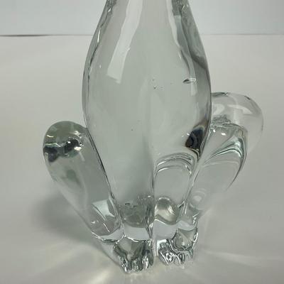 -183- VIKING | By Dalzell Clear Glass Epic Dog Figure | Marked