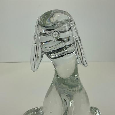 -183- VIKING | By Dalzell Clear Glass Epic Dog Figure | Marked