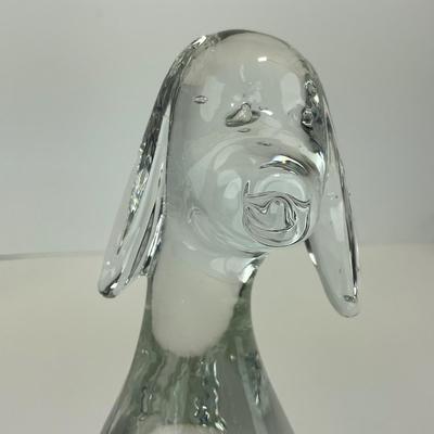 -183- VIKING | By Dalzell Clear Glass Epic Dog Figure | Marked