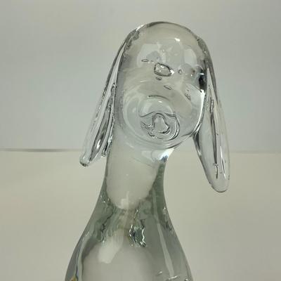 -183- VIKING | By Dalzell Clear Glass Epic Dog Figure | Marked