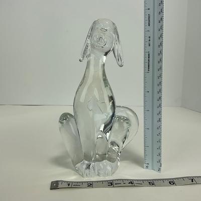 -183- VIKING | By Dalzell Clear Glass Epic Dog Figure | Marked