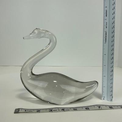 -184- ART GLASS | Clear Glass Swan Figure