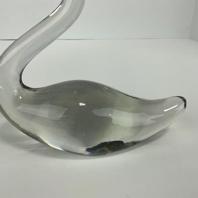 -184- ART GLASS | Clear Glass Swan Figure