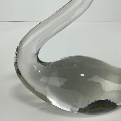 -184- ART GLASS | Clear Glass Swan Figure