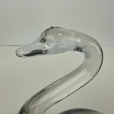 -184- ART GLASS | Clear Glass Swan Figure