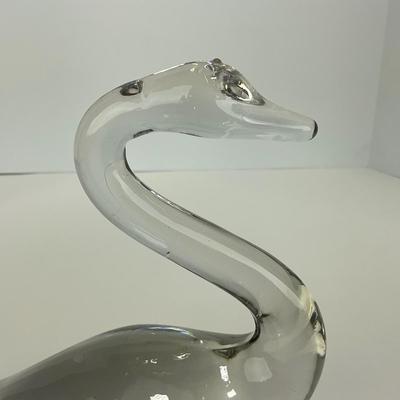 -184- ART GLASS | Clear Glass Swan Figure