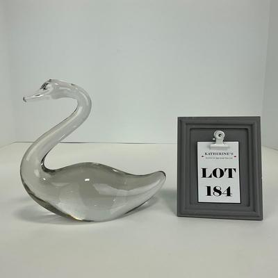 -184- ART GLASS | Clear Glass Swan Figure