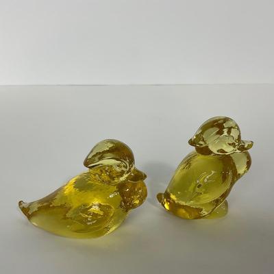-186- HEISEY | By Imperial Sunshine Yellow Momma Wood Duck & Ducklings | Marked