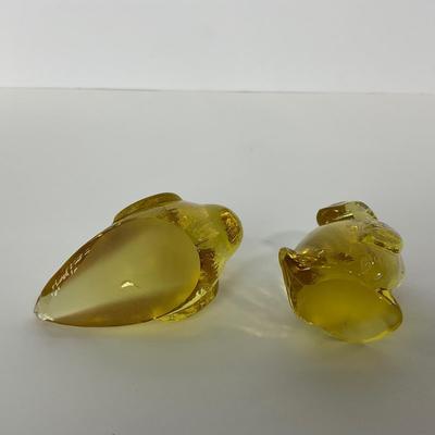 -186- HEISEY | By Imperial Sunshine Yellow Momma Wood Duck & Ducklings | Marked