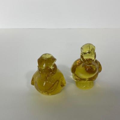 -186- HEISEY | By Imperial Sunshine Yellow Momma Wood Duck & Ducklings | Marked